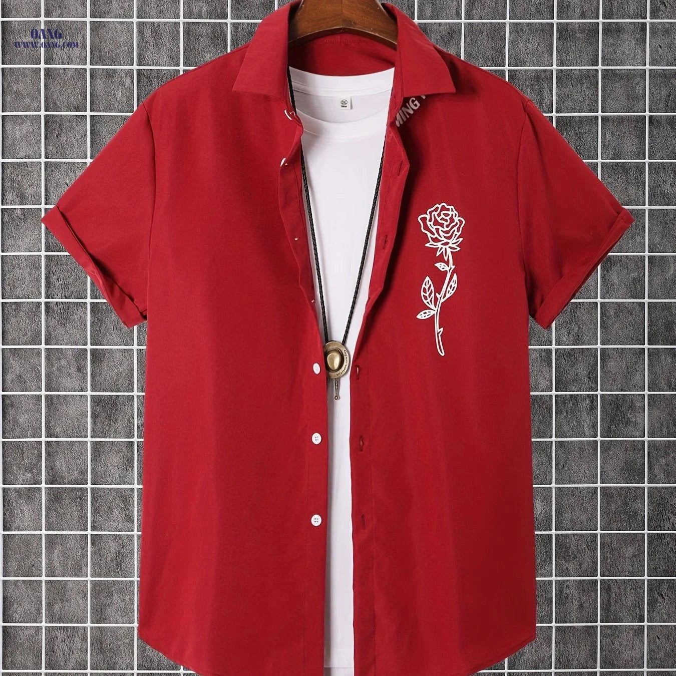 Stylish Men's Short-Sleeve Button-Up Shirt - Perfect for Summer Days   OAXG 