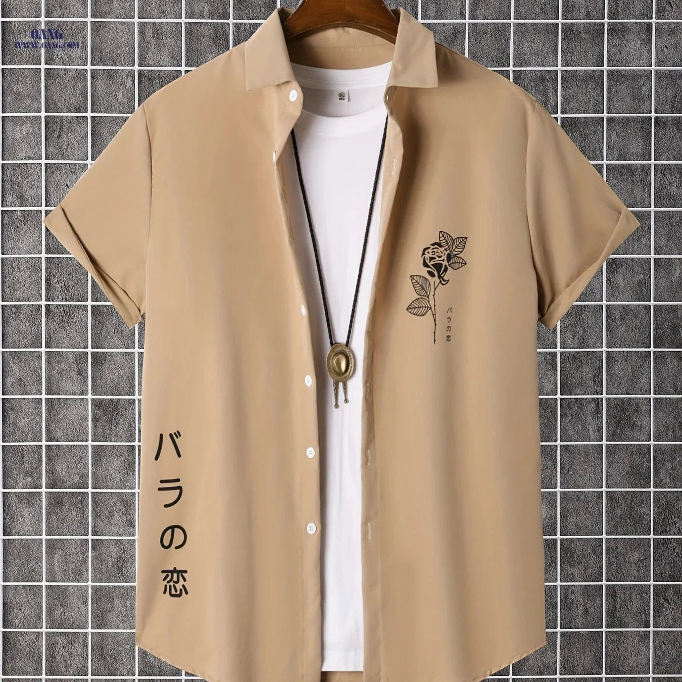 Stylish Men's Short-Sleeve Button-Up Shirt - Perfect for Summer Days   OAXG Black / FR S