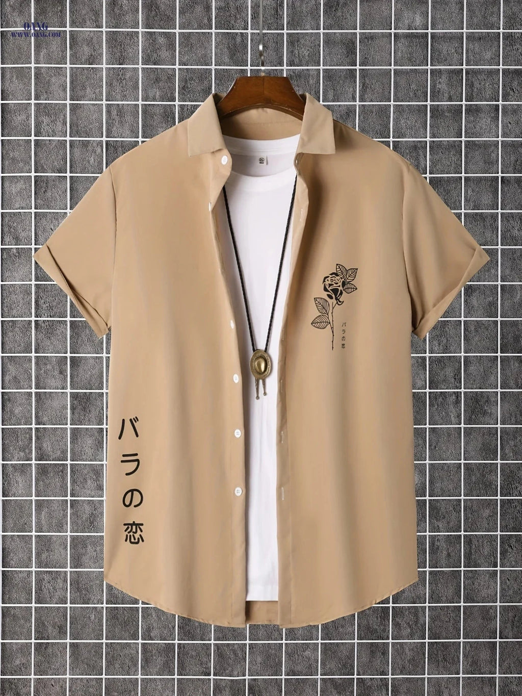 Stylish Men's Short-Sleeve Button-Up Shirt - Perfect for Summer Days   OAXG Black / FR S