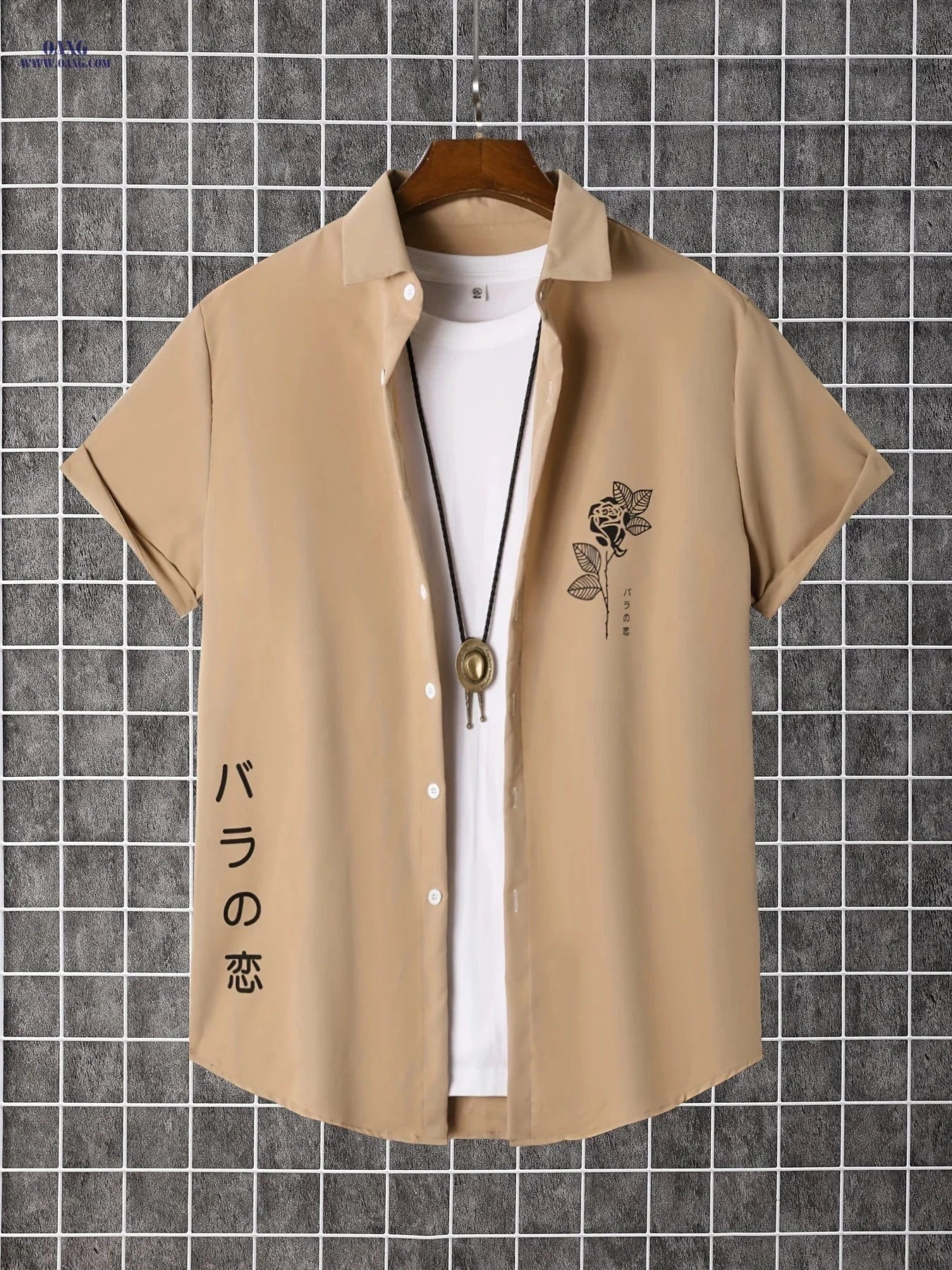 Stylish Men's Short-Sleeve Button-Up Shirt - Perfect for Summer Days   OAXG Black / FR S