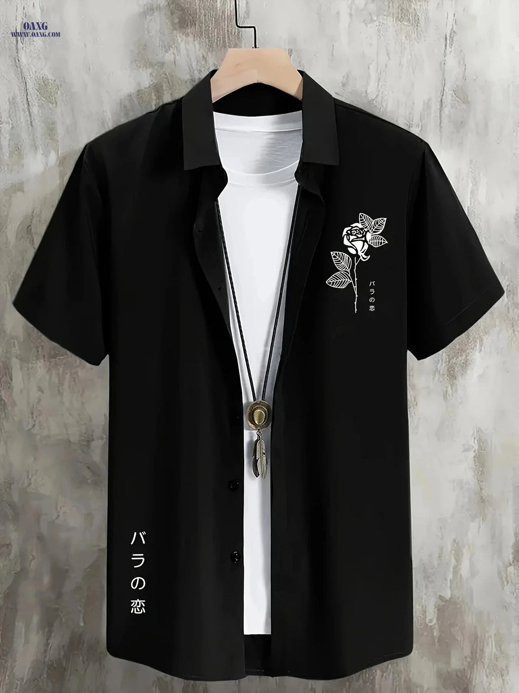 Stylish Men's Short-Sleeve Button-Up Shirt - Perfect for Summer Days   OAXG 