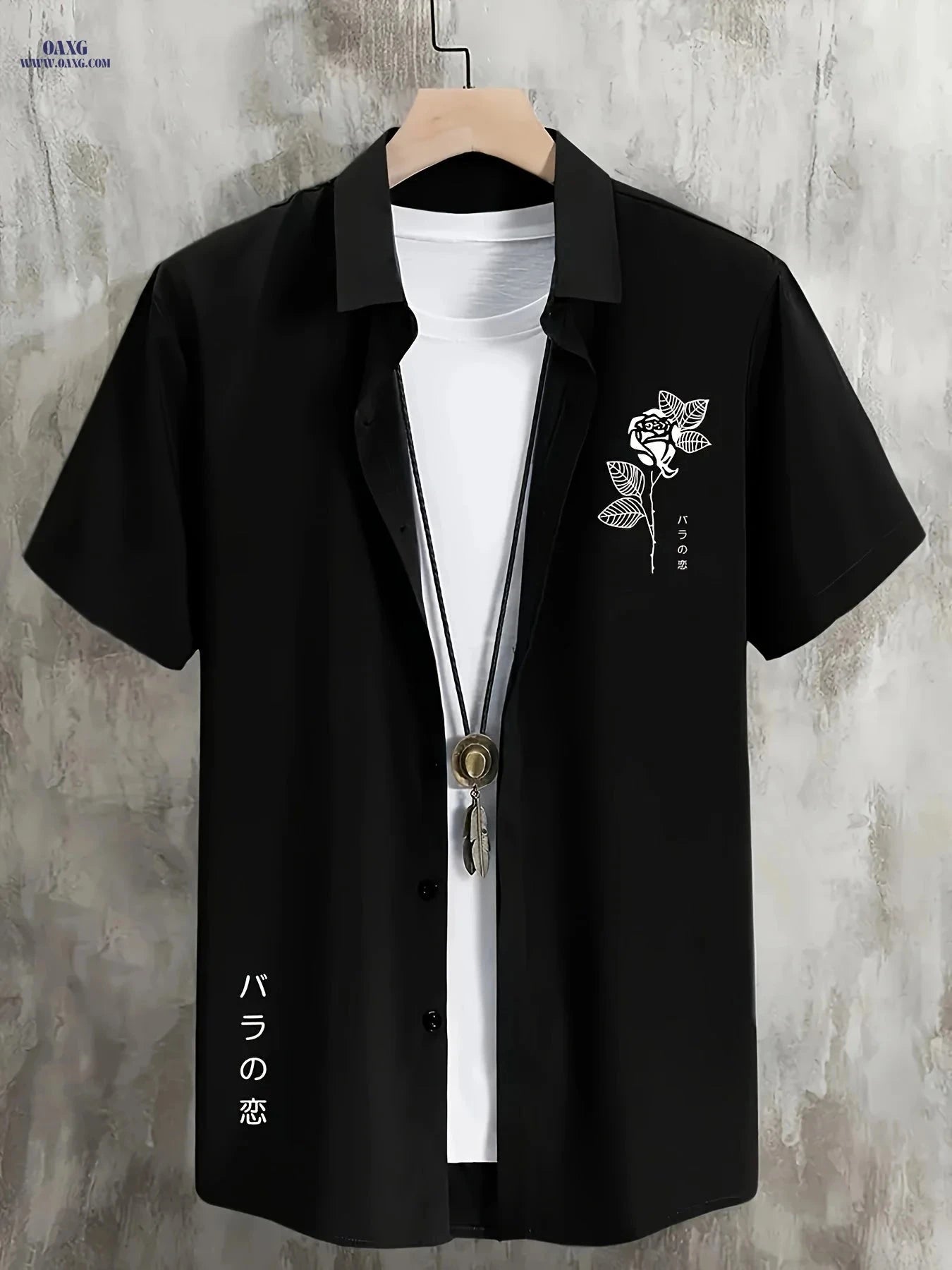 Stylish Men's Short-Sleeve Button-Up Shirt - Perfect for Summer Days   OAXG 
