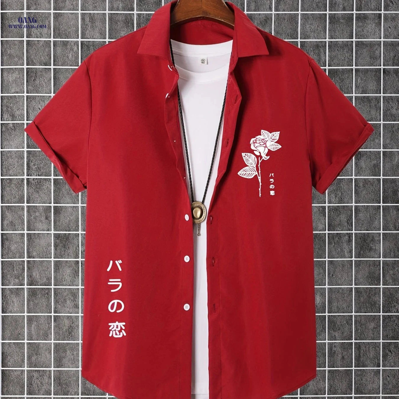 Stylish Men's Short-Sleeve Button-Up Shirt - Perfect for Summer Days   OAXG 