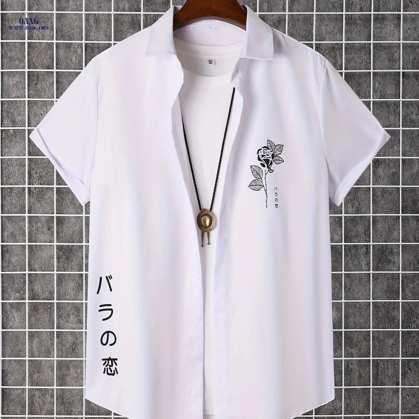 Stylish Men's Short-Sleeve Button-Up Shirt - Perfect for Summer Days   OAXG 