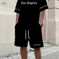Stylish Men's Short-Sleeve Tracksuit - 3D Los Angeles Print   OAXG 