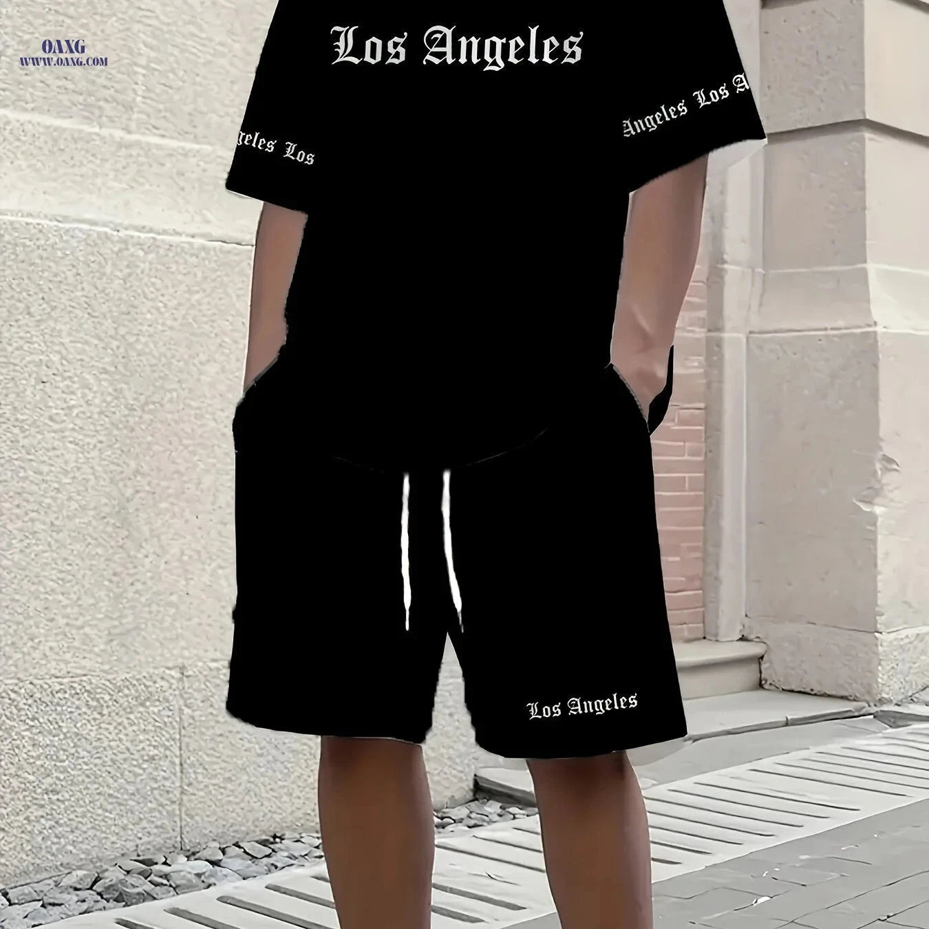 Stylish Men's Short-Sleeve Tracksuit - 3D Los Angeles Print   OAXG 
