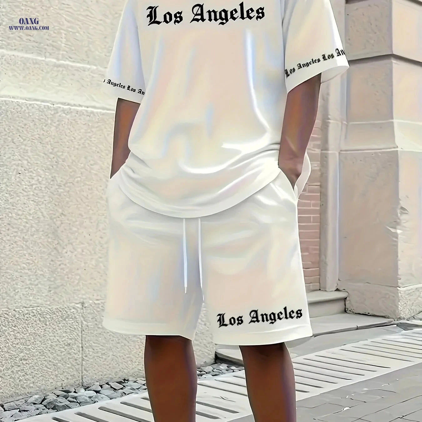 Stylish Men's Short-Sleeve Tracksuit - 3D Los Angeles Print   OAXG 