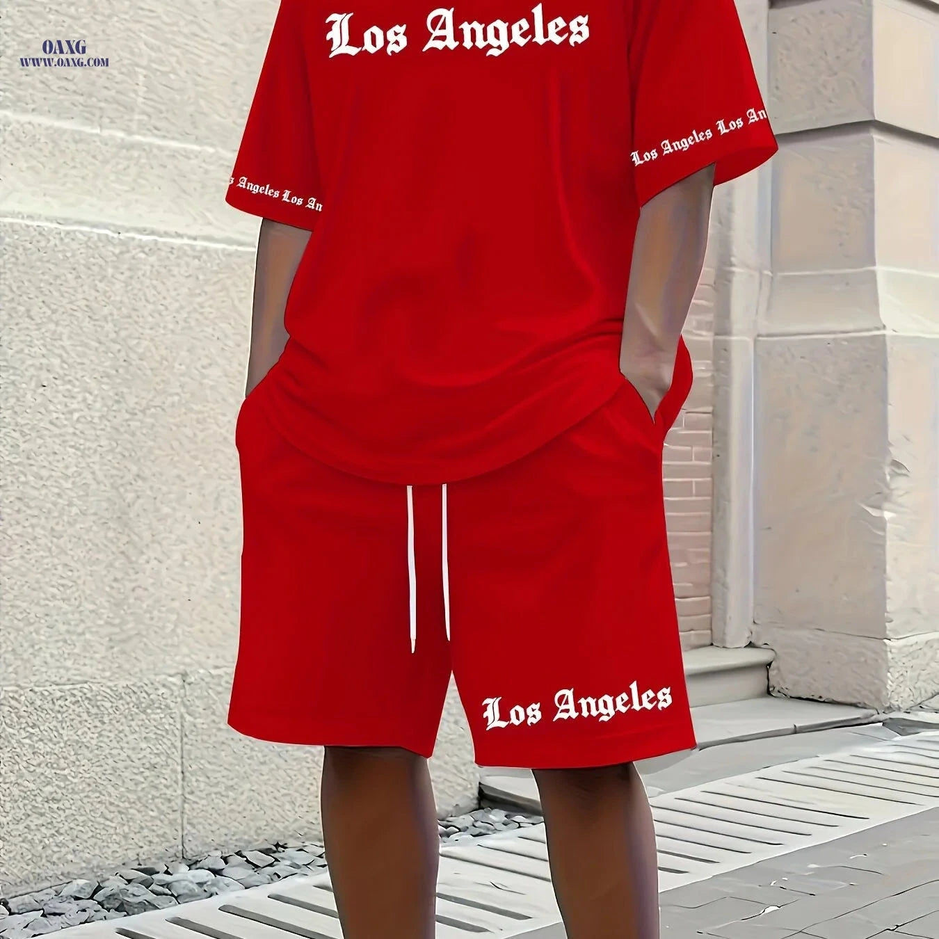 Stylish Men's Short-Sleeve Tracksuit - 3D Los Angeles Print   OAXG 