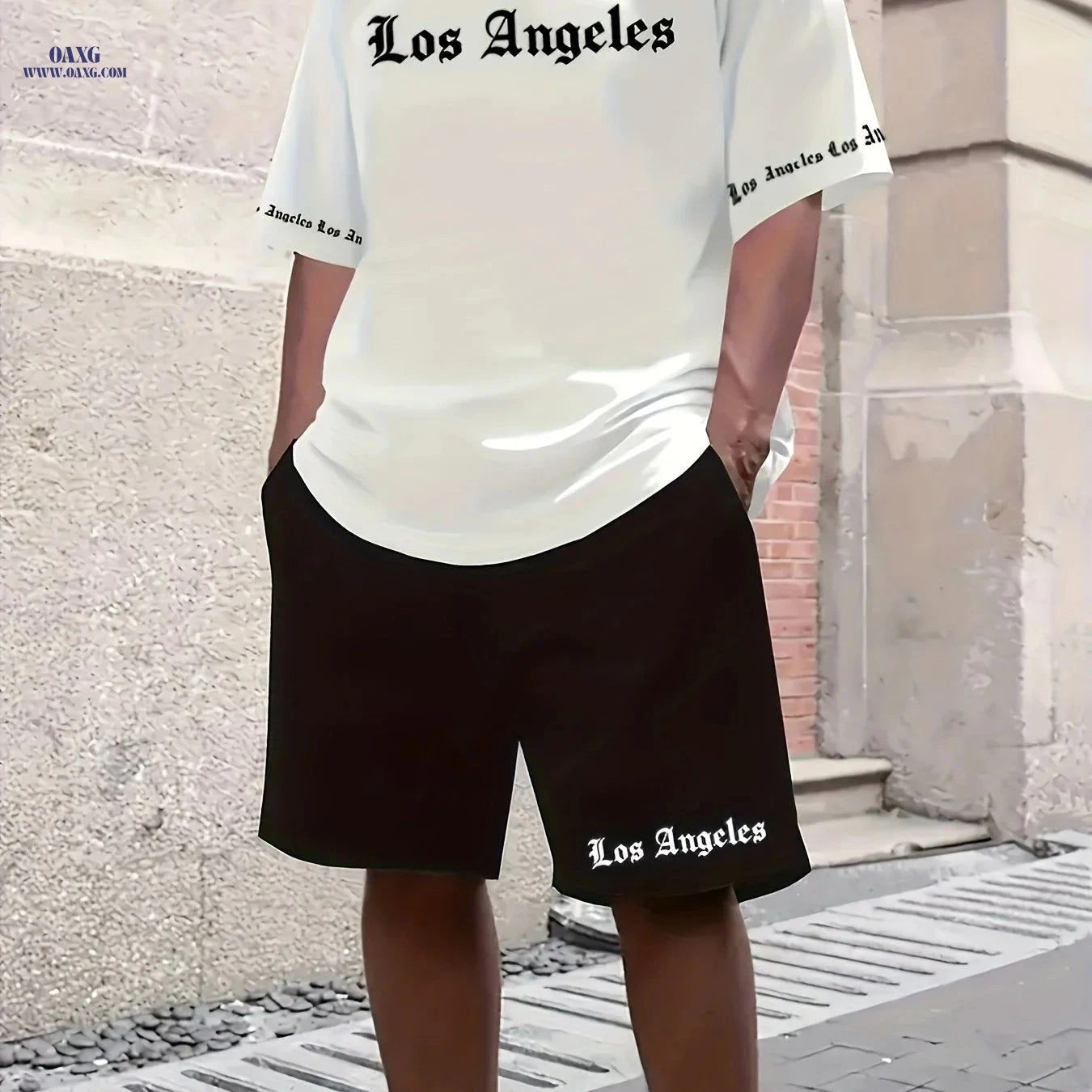 Stylish Men's Short-Sleeve Tracksuit - 3D Los Angeles Print   OAXG 