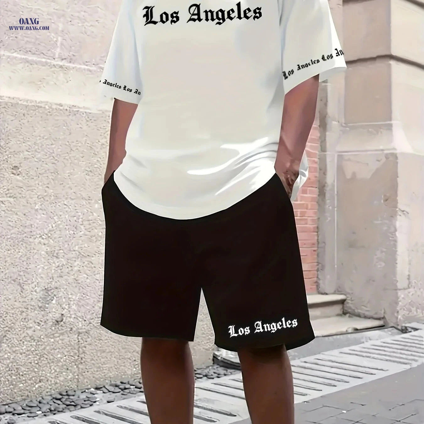Stylish Men's Short-Sleeve Tracksuit - 3D Los Angeles Print   OAXG 