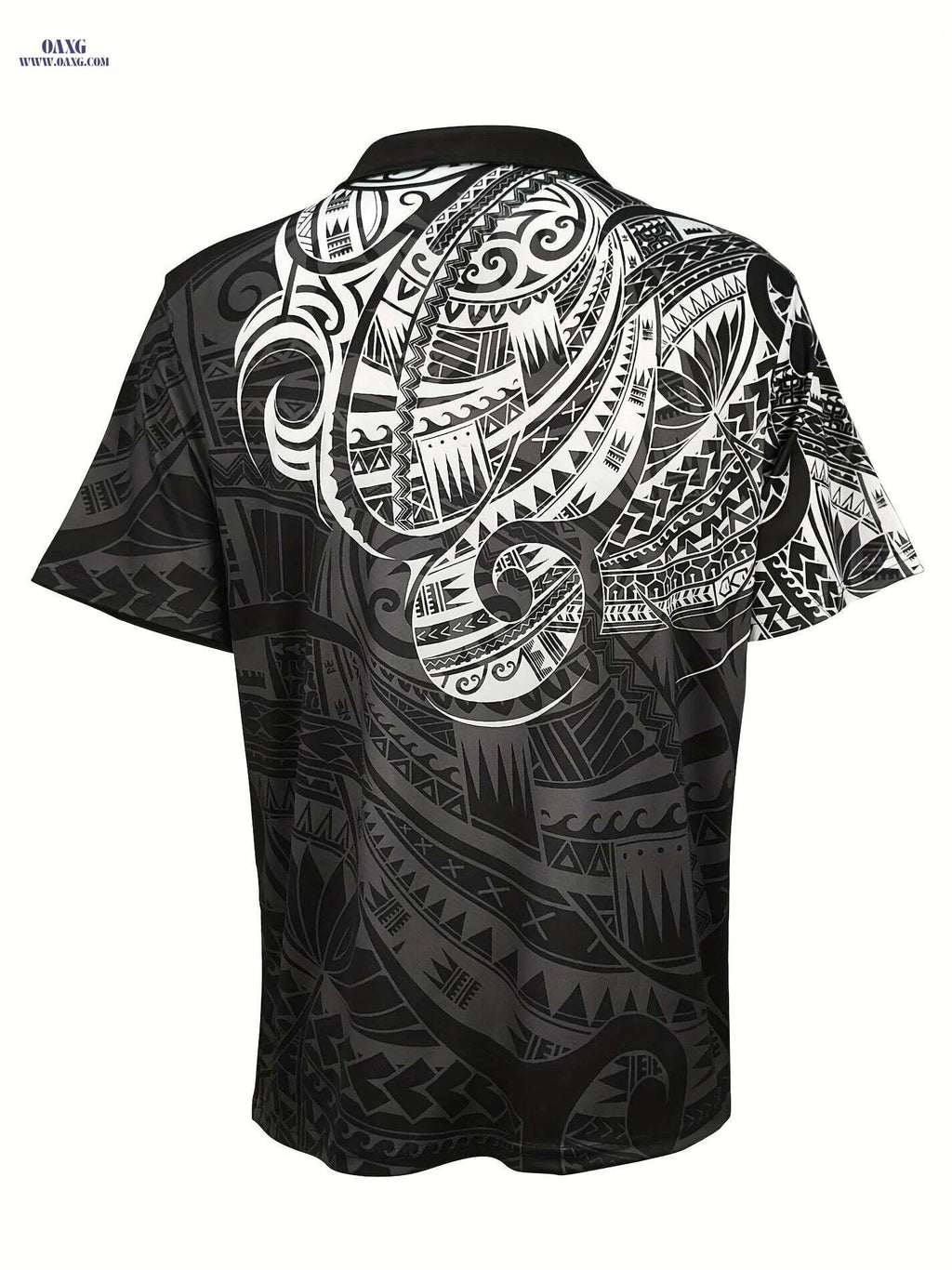 Stylish Men's Short Sleeve Zipper Lapel Shirt - Geometric Pattern   OAXG Black / M