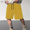 Stylish Men's Solid Color Shorts - Casual Drawstring Pocket Design   OAXG 