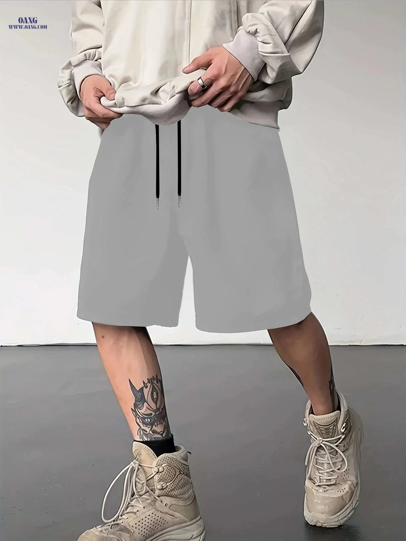 Stylish Men's Solid Color Shorts - Casual Drawstring Pocket Design   OAXG Yellow / FR XS