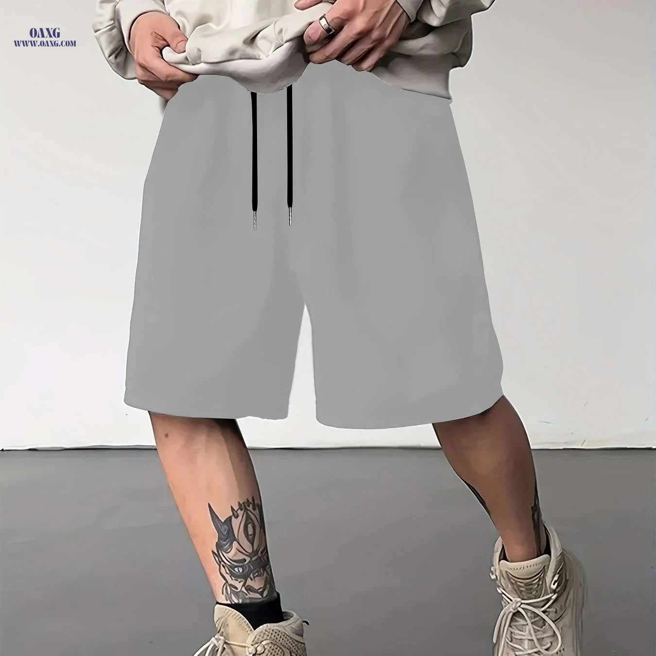 Stylish Men's Solid Color Shorts - Casual Drawstring Pocket Design   OAXG Yellow / FR XS