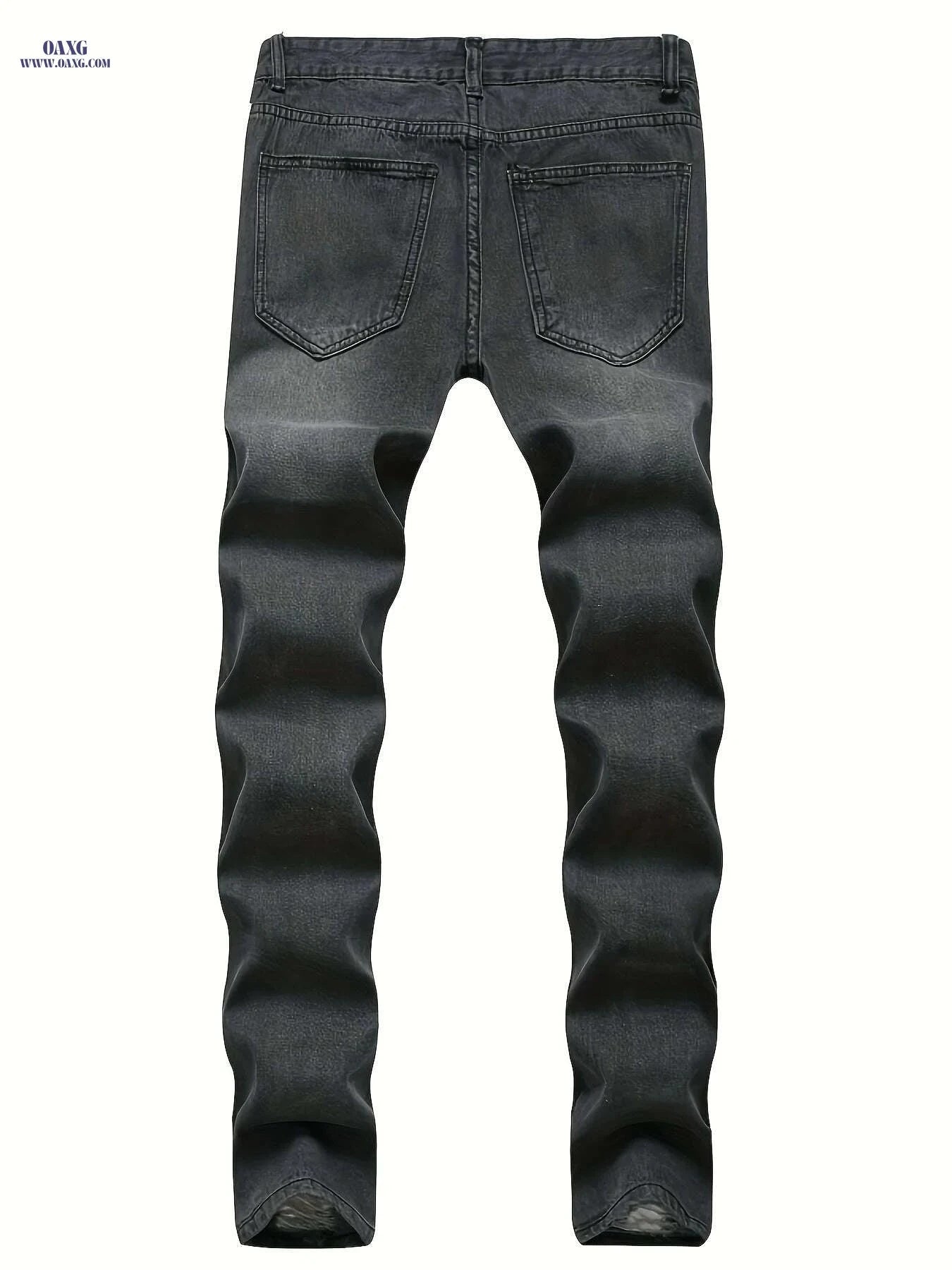 Stylish Men’s Stretchy Ripped Jeans - Slim Fit Gray Denim   OAXG grey / S