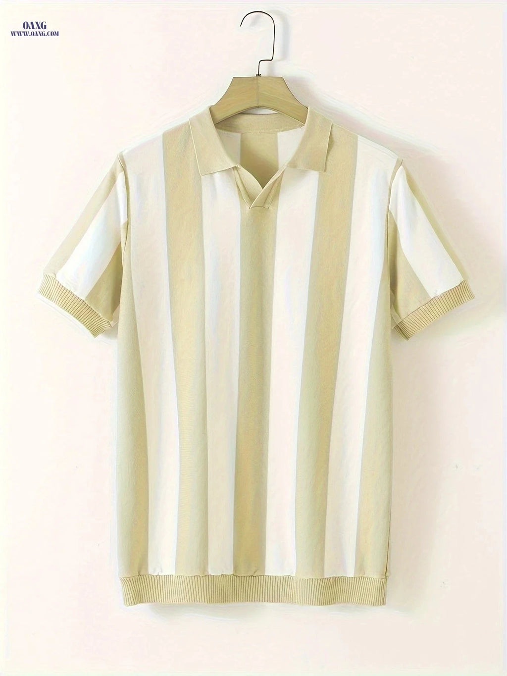 Stylish Men’s Striped Polo Shirt - Short Sleeve for Casual Wear   OAXG Green / FR S