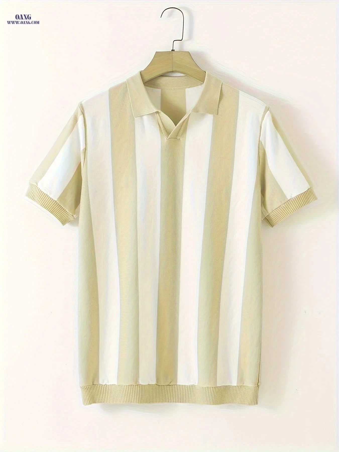 Stylish Men’s Striped Polo Shirt - Short Sleeve for Casual Wear   OAXG Green / FR S