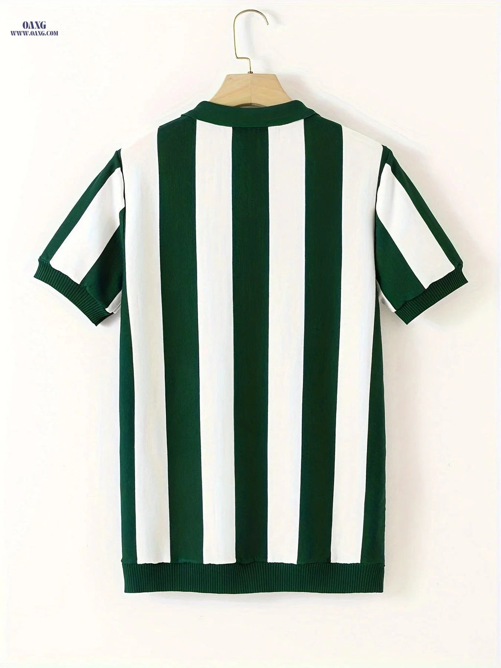 Stylish Men’s Striped Polo Shirt - Short Sleeve for Casual Wear   OAXG Green / FR S