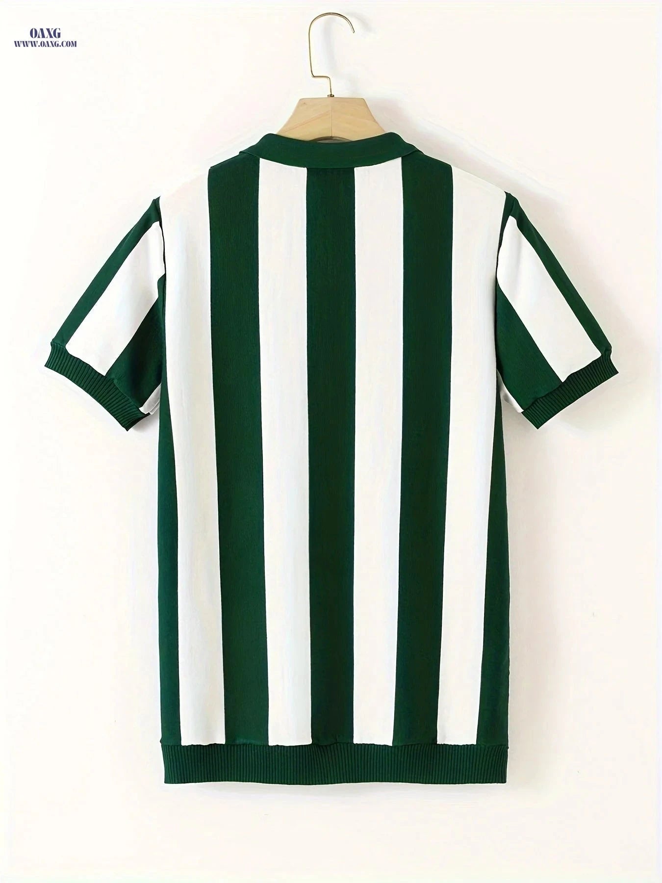 Stylish Men’s Striped Polo Shirt - Short Sleeve for Casual Wear   OAXG Green / FR S