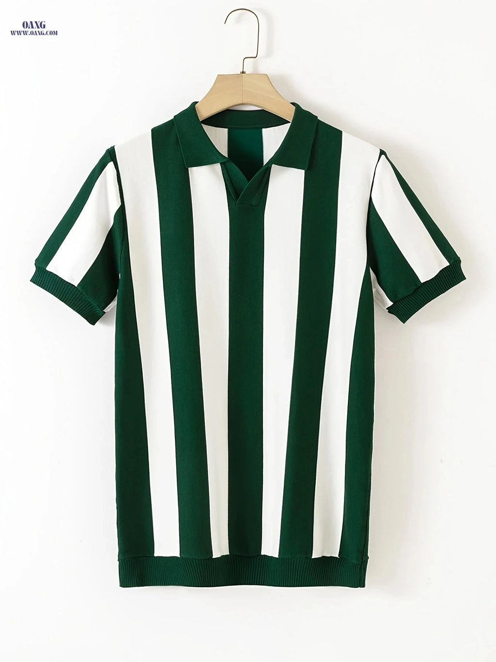 Stylish Men’s Striped Polo Shirt - Short Sleeve for Casual Wear   OAXG 