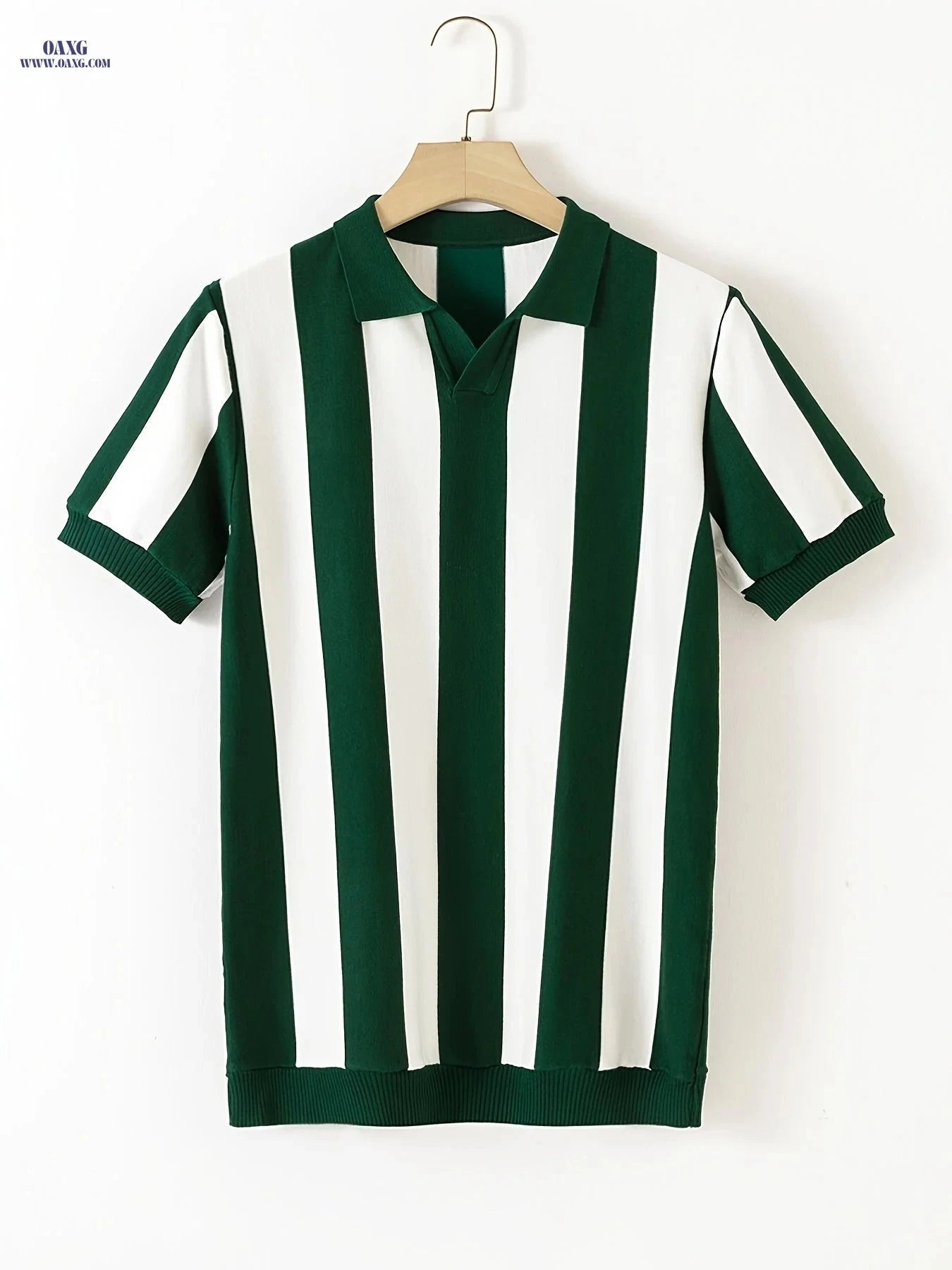 Stylish Men’s Striped Polo Shirt - Short Sleeve for Casual Wear   OAXG 