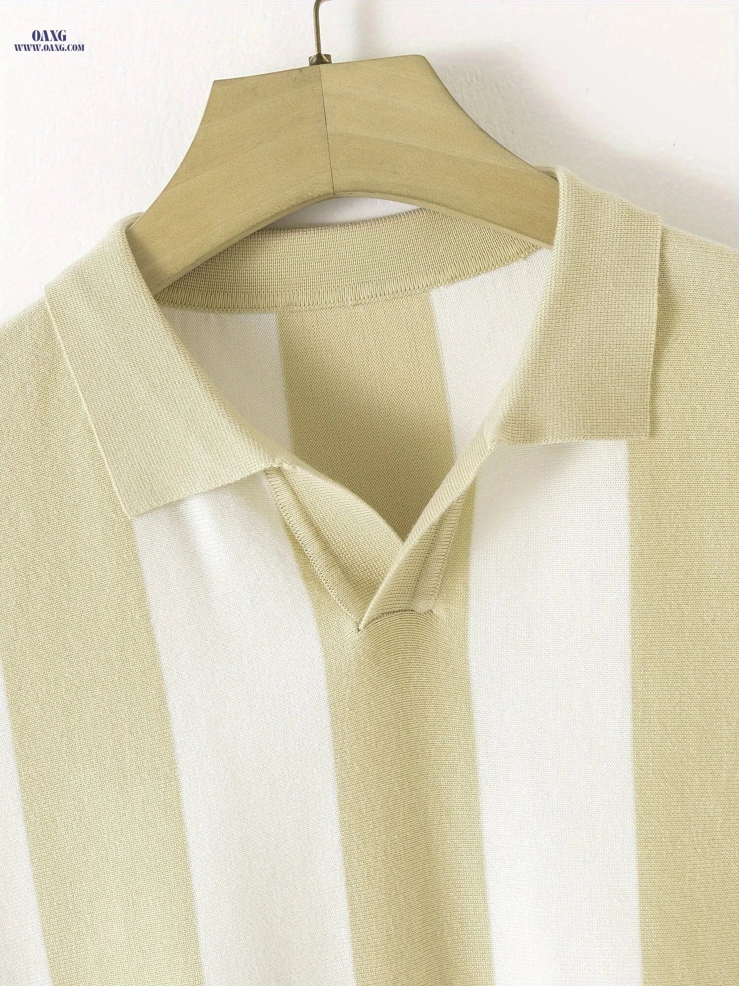Stylish Men’s Striped Polo Shirt - Short Sleeve for Casual Wear   OAXG 