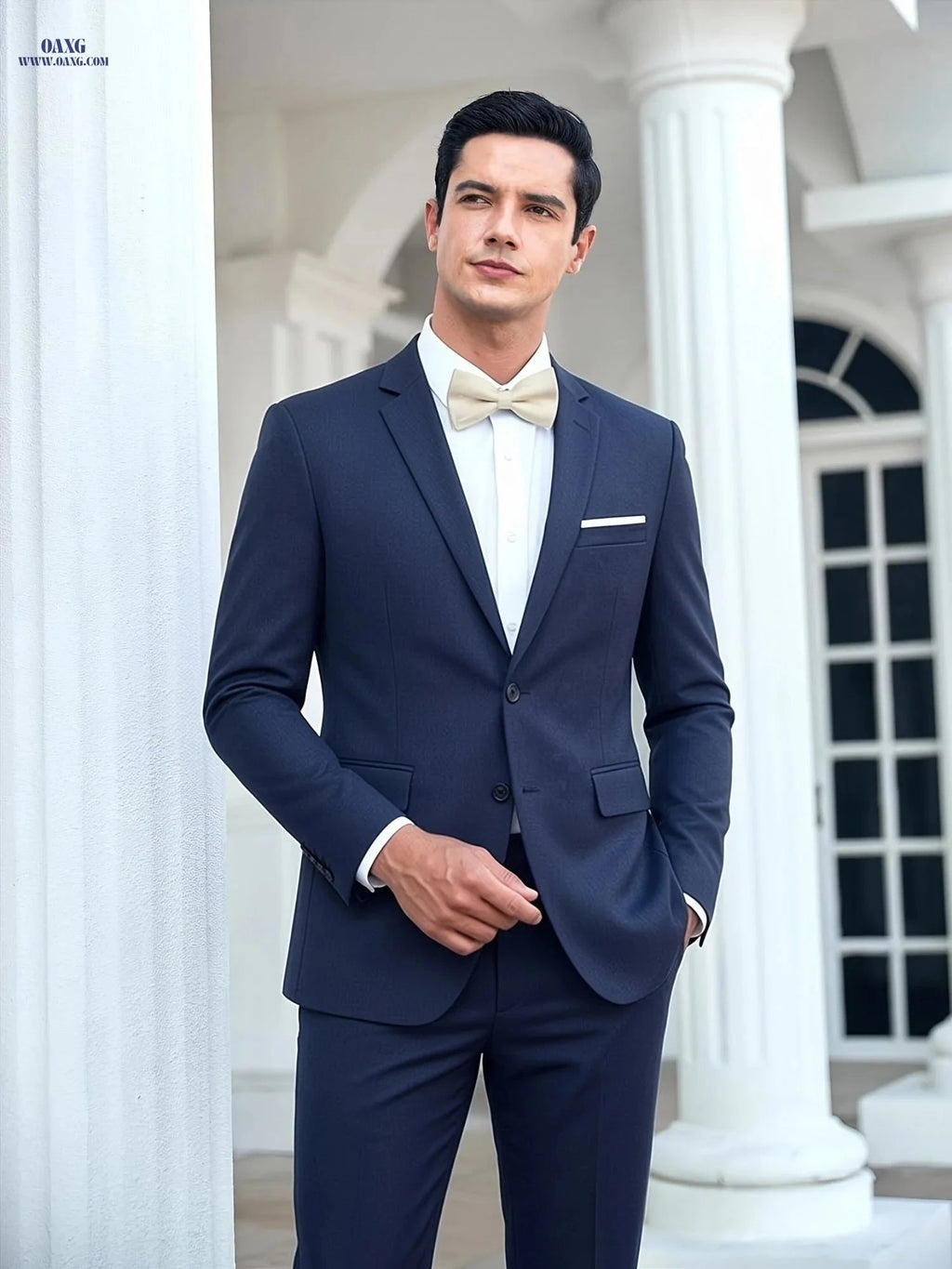 Stylish Men's Suit Set - 2pcs Slim Fit Jacket & Pants for Work   OAXG 