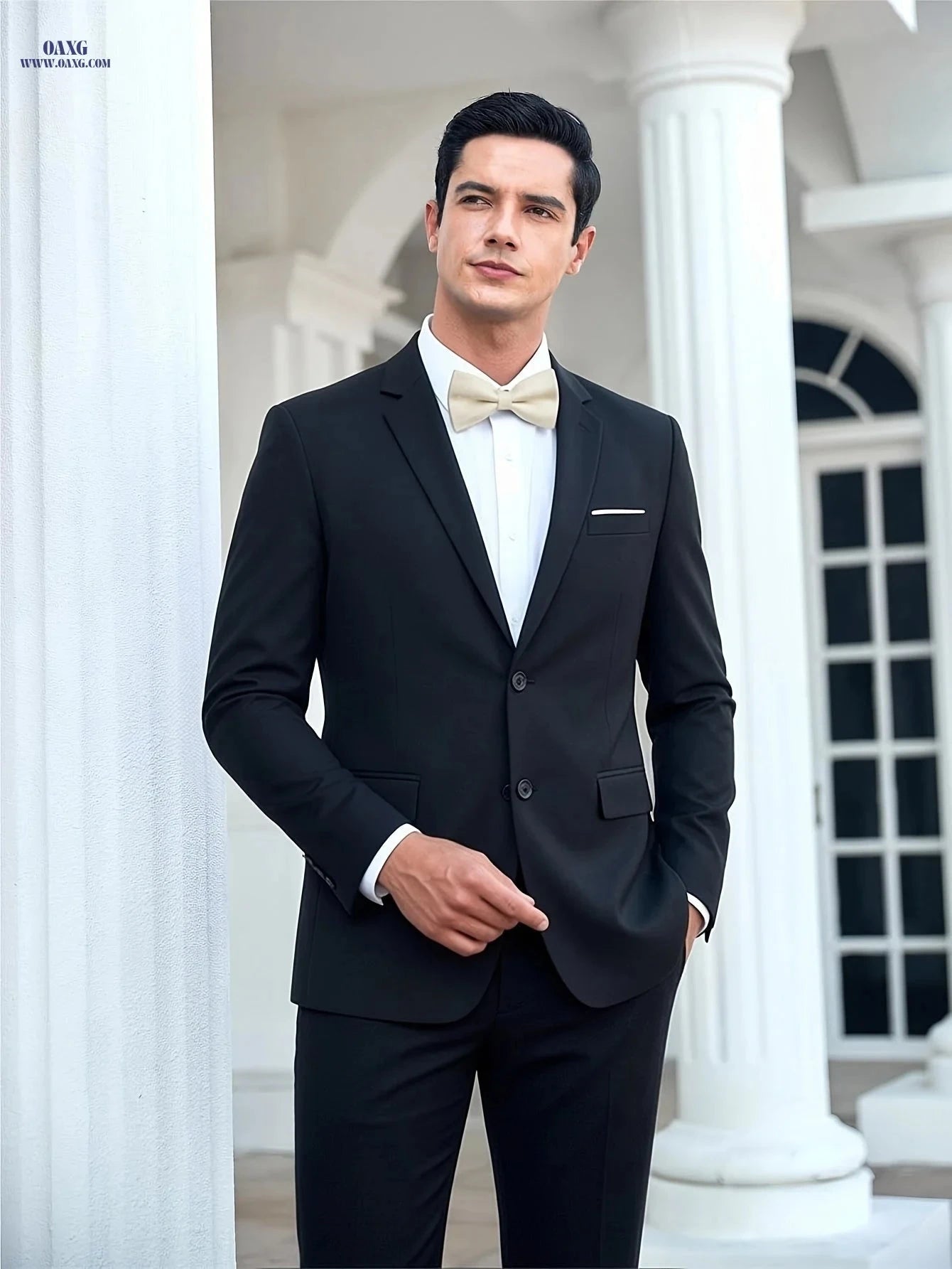 Stylish Men's Suit Set - 2pcs Slim Fit Jacket & Pants for Work   OAXG 