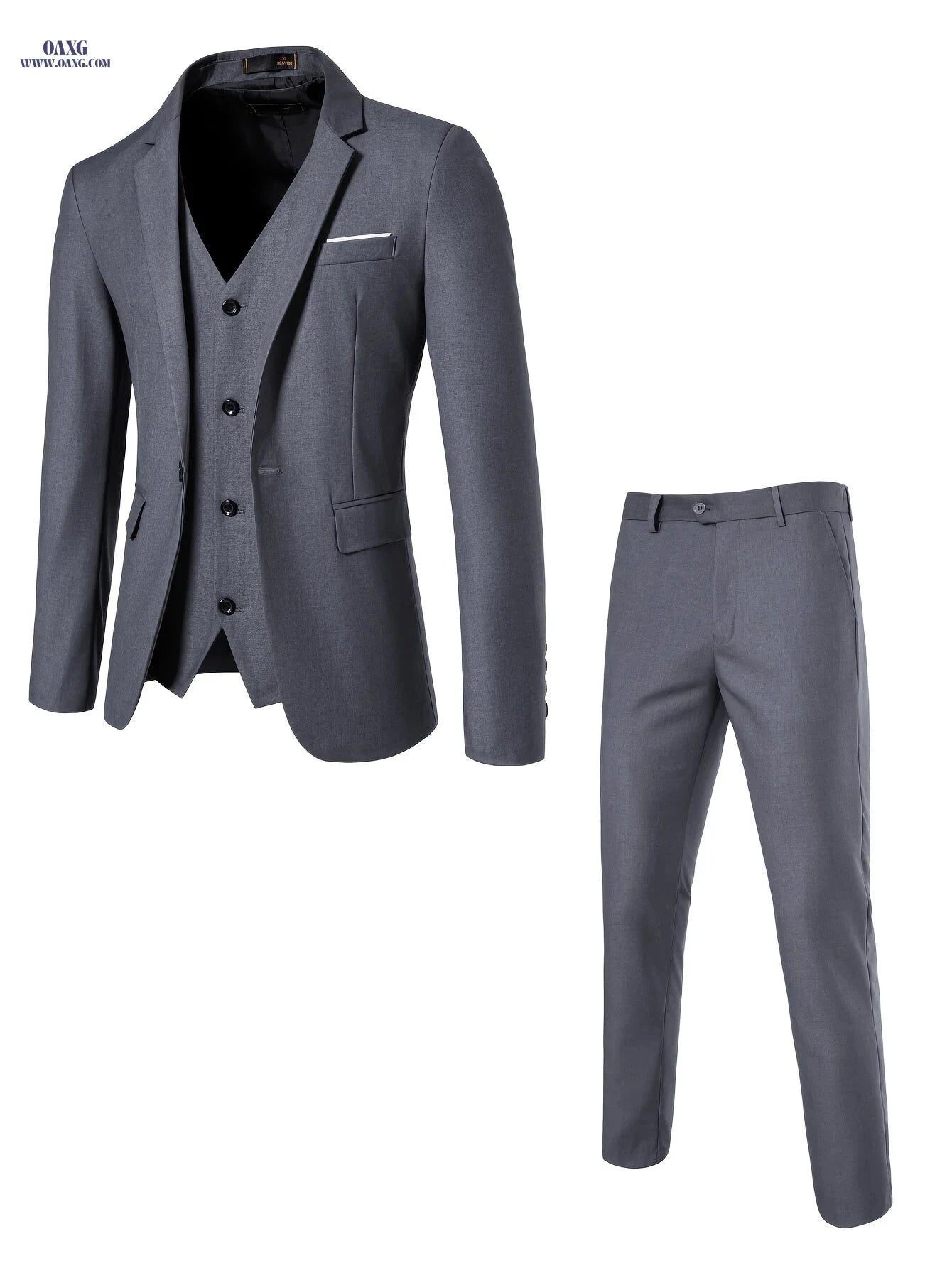 Stylish Men's Suit Set - 2pcs Slim Fit Jacket & Pants for Work   OAXG 