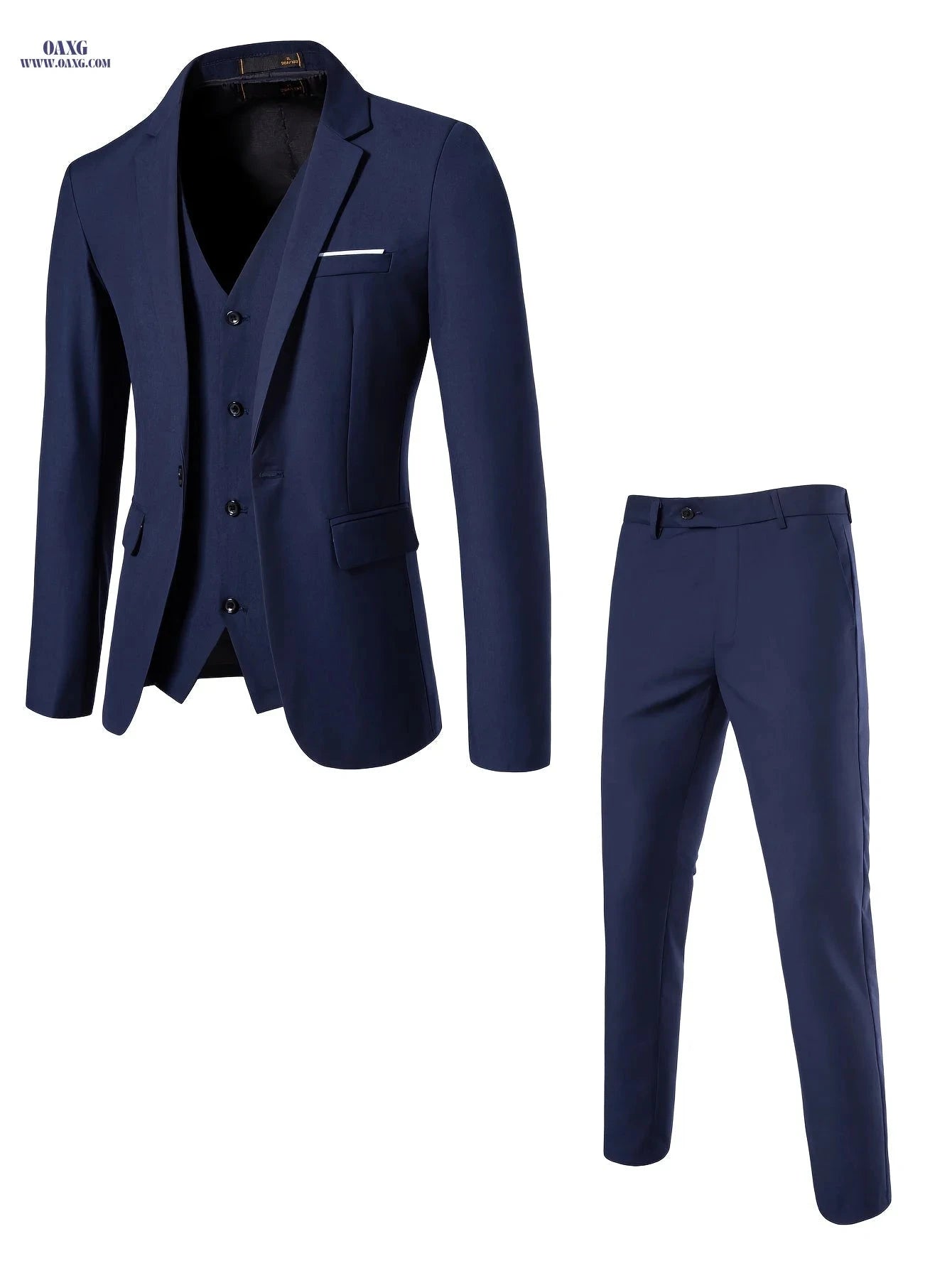 Stylish Men's Suit Set - 2pcs Slim Fit Jacket & Pants for Work   OAXG Grey / FR S