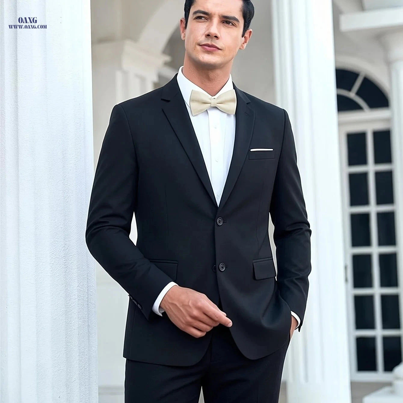 Stylish Men's Suit Set - 2pcs Slim Fit Jacket & Pants for Work   OAXG 