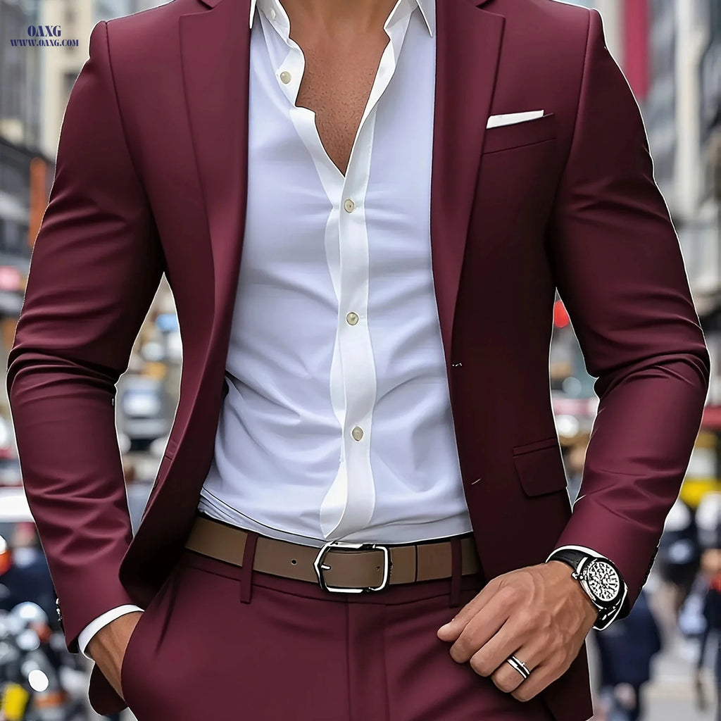 Stylish Men's Suit Set - Jacket & Trousers for Parties & Weddings   OAXG 