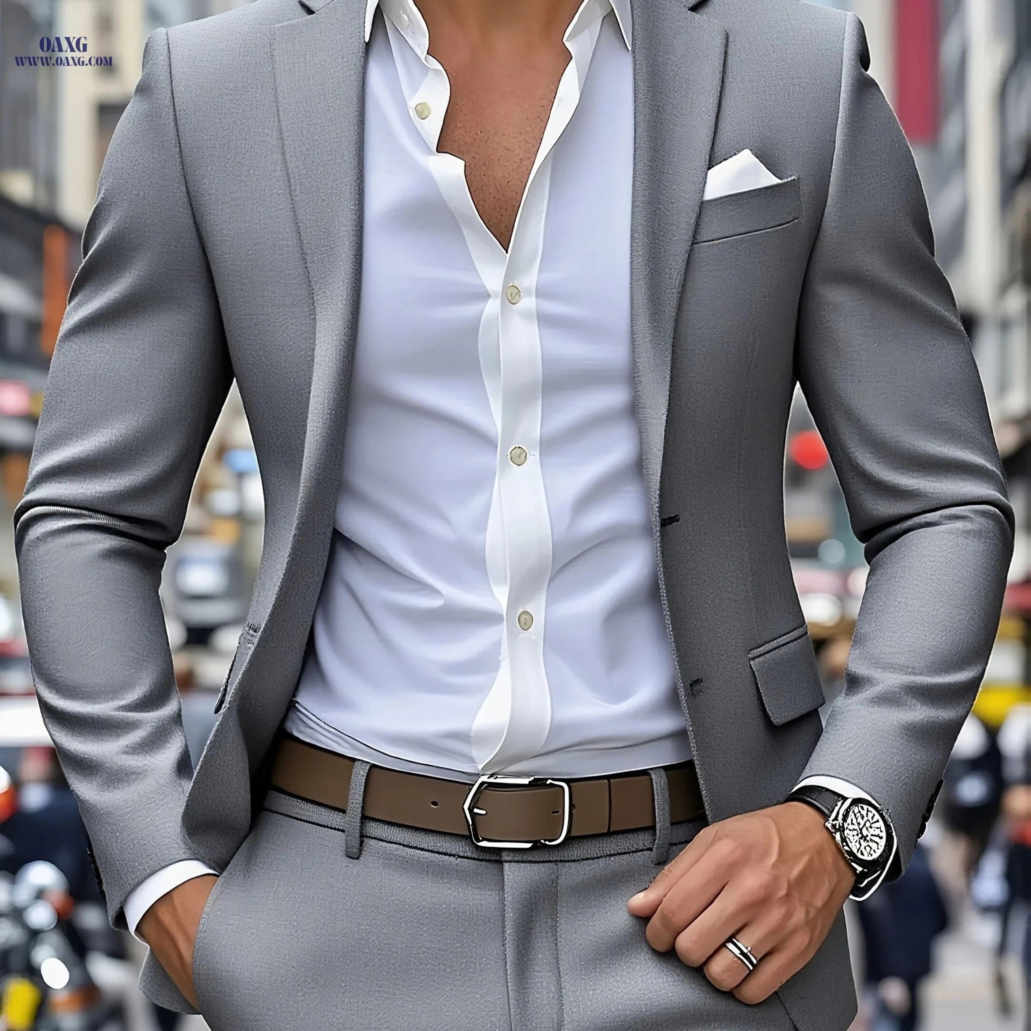 Stylish Men's Suit Set - Jacket & Trousers for Parties & Weddings   OAXG 