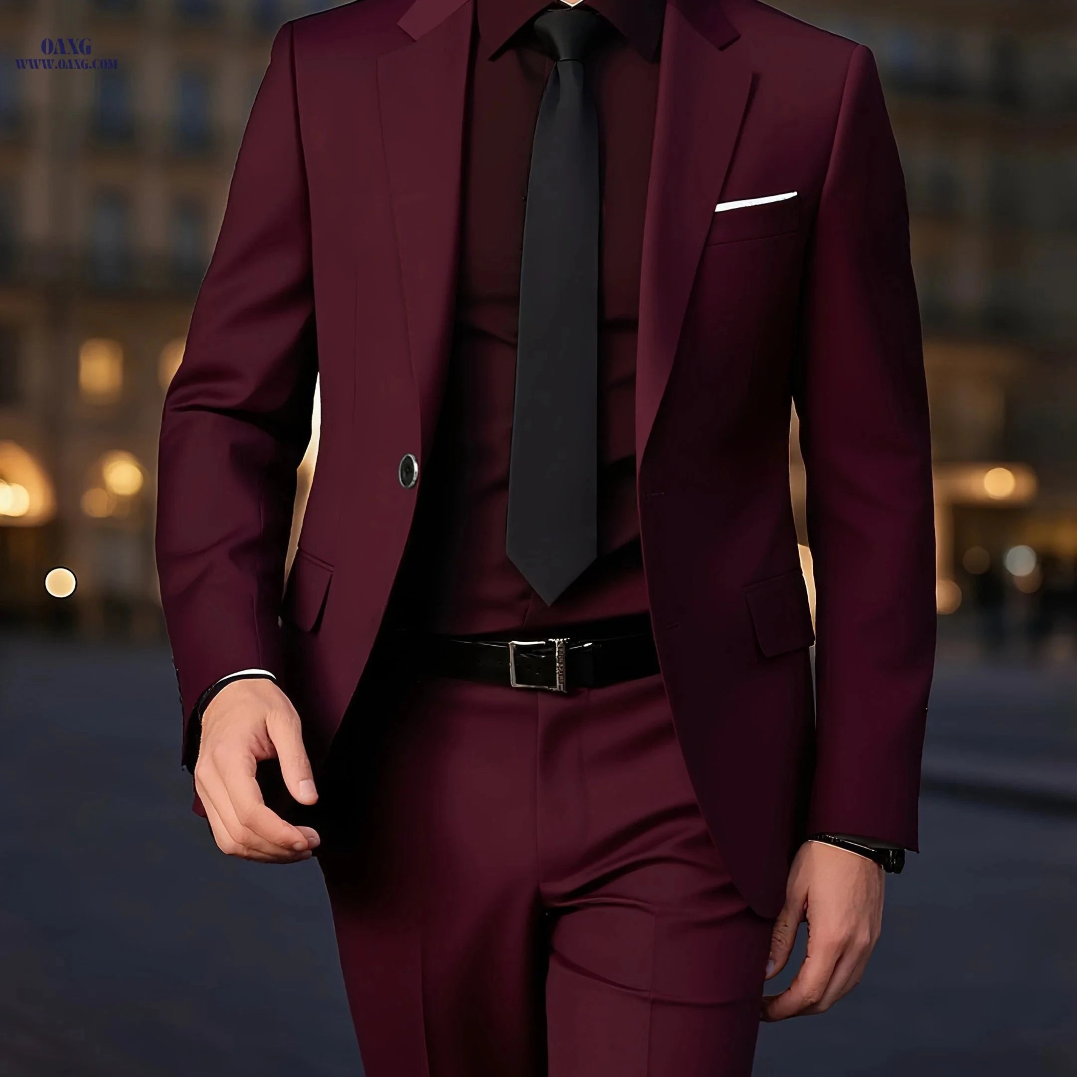 Stylish Men's Suit Set with Blazer & Trousers - Perfect for Weddings   OAXG 