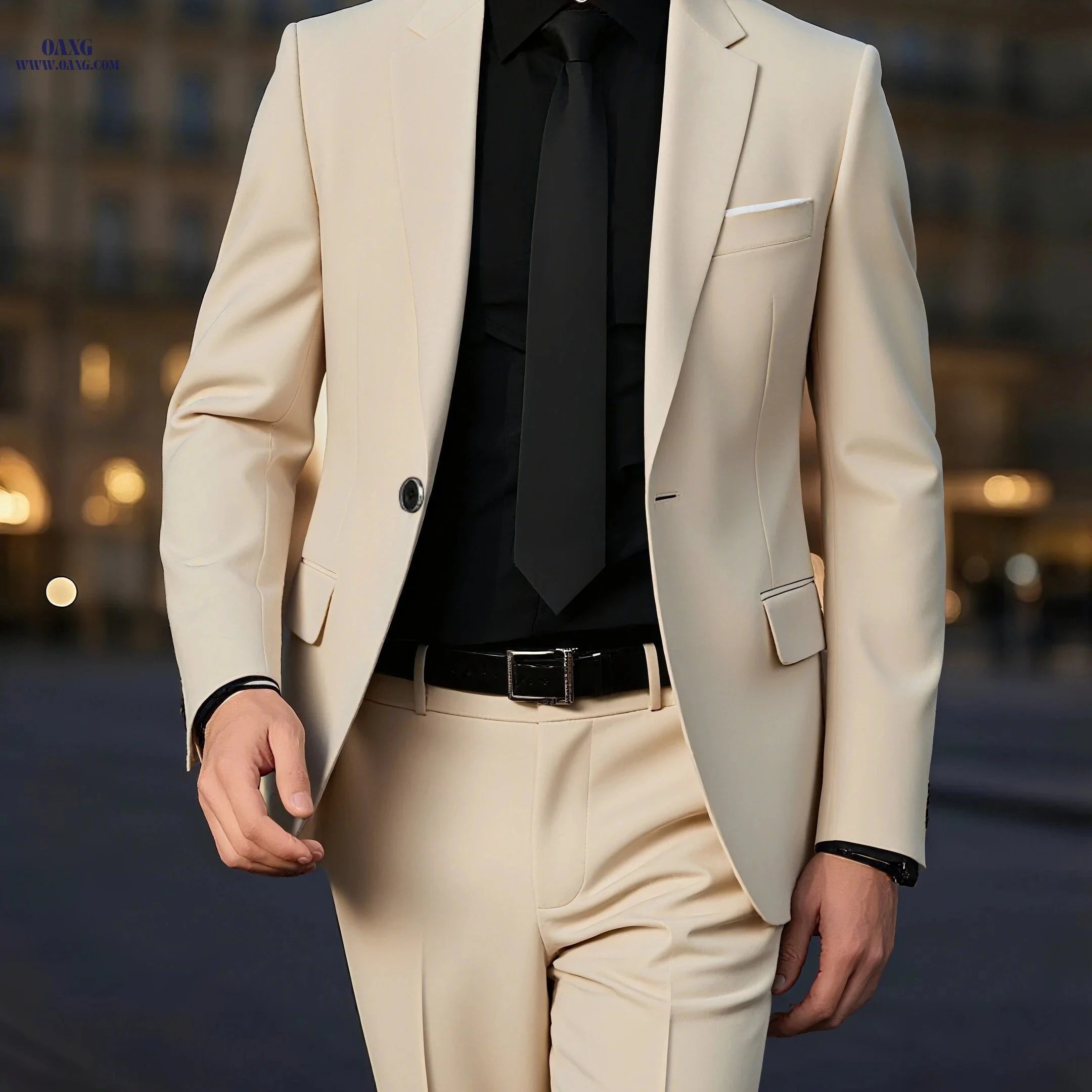 Stylish Men's Suit Set with Blazer & Trousers - Perfect for Weddings   OAXG 