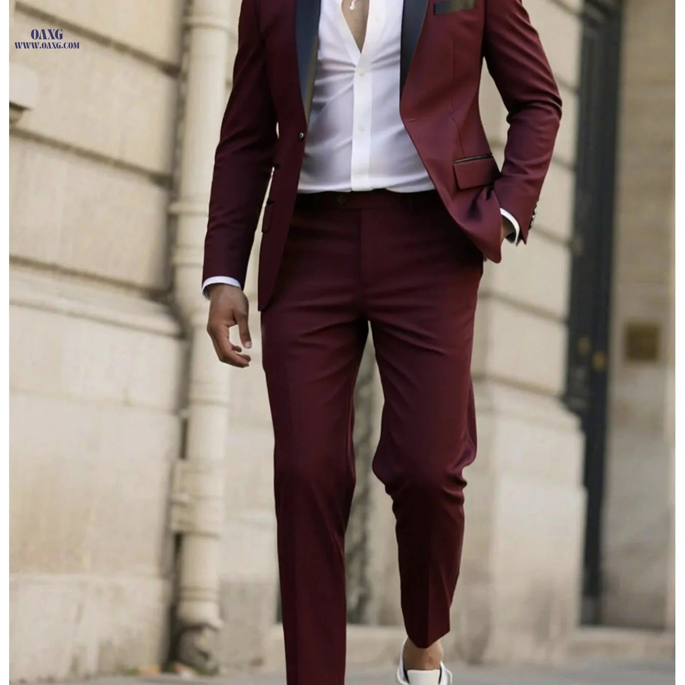 Stylish Men's Tailored Black Suit Set - Long Sleeve Jacket & Pants   OAXG 