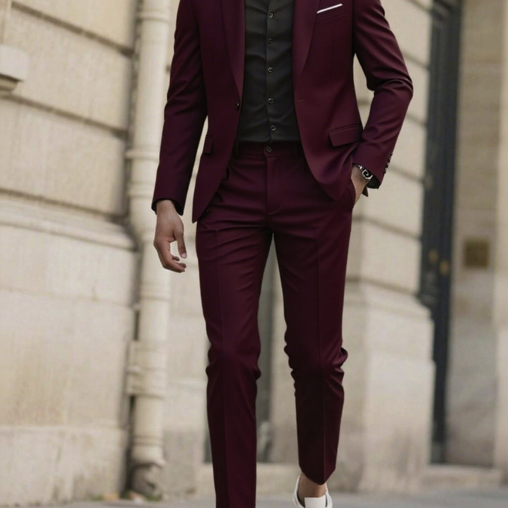 Stylish Men's Tailored Black Suit Set - Long Sleeve Jacket & Pants   OAXG Khaki / FR XXS