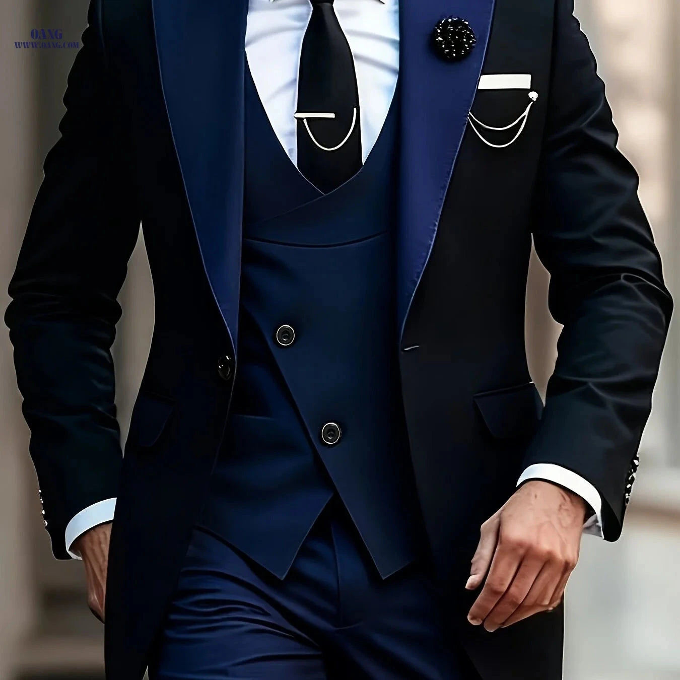 Stylish Men's Three-Piece Suit - Blazer, Vest, and Trousers   OAXG 