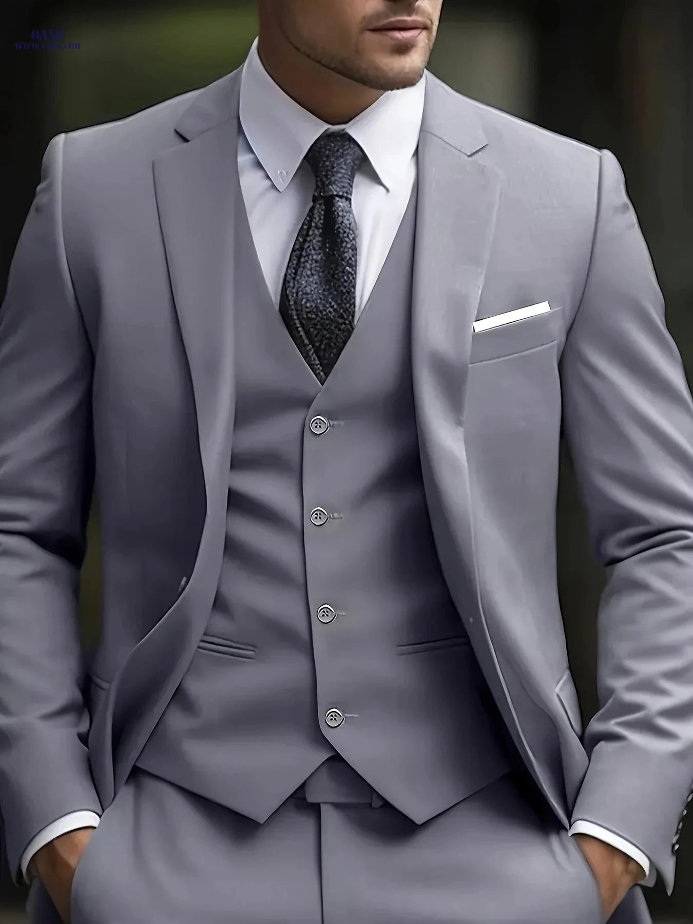Stylish Men's Three-Piece Suit - Blazer, Vest & Trousers for Events   OAXG 