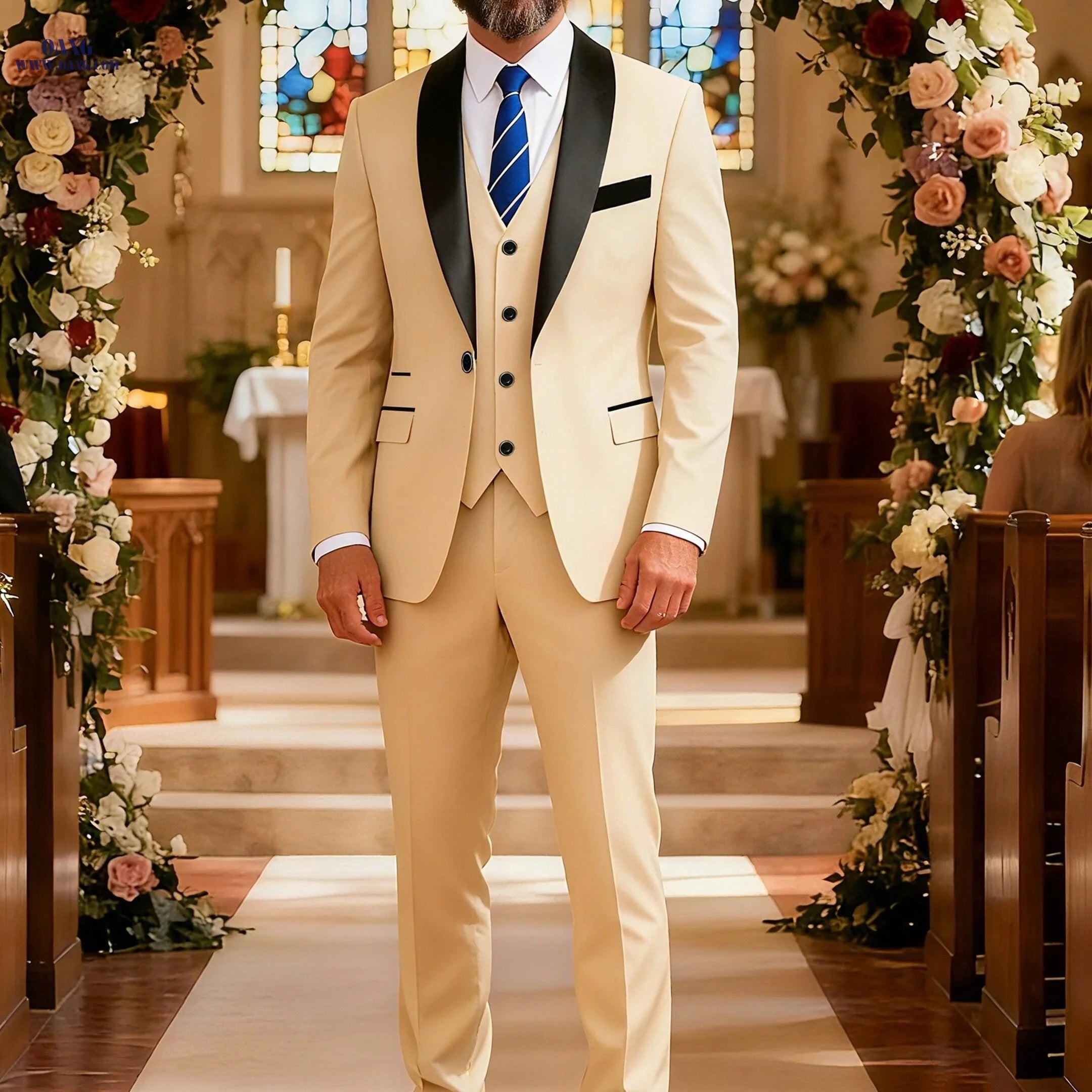 Stylish Men's Three-Piece Suit - Blazer, Vest & Trousers Set   OAXG 