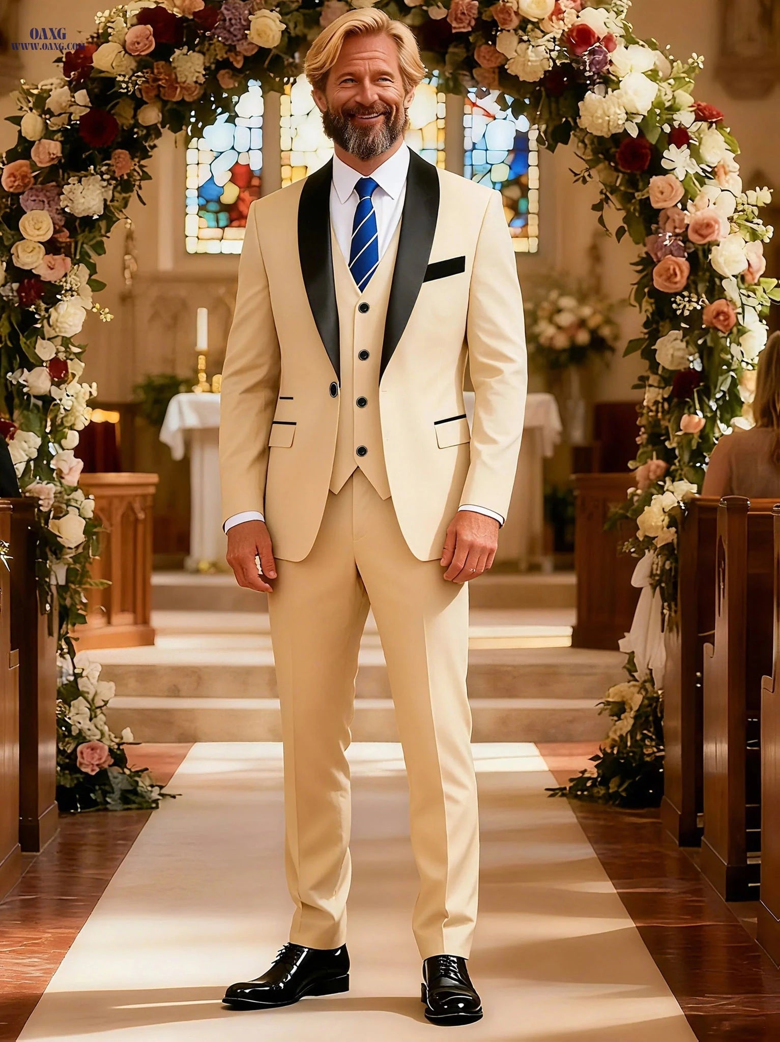 Stylish Men's Three-Piece Suit - Blazer, Vest & Trousers Set   OAXG 