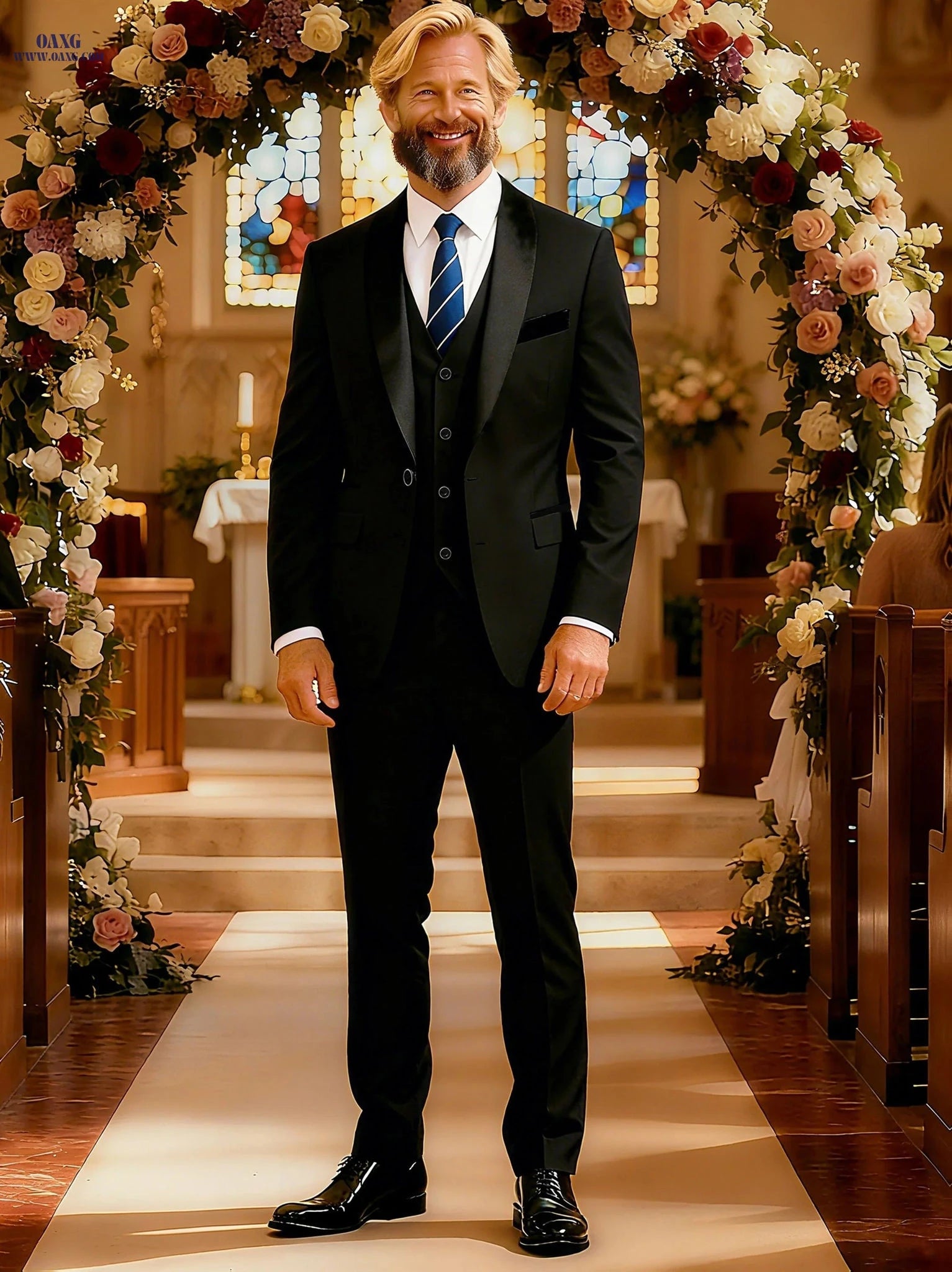 Stylish Men's Three-Piece Suit - Blazer, Vest & Trousers Set   OAXG 