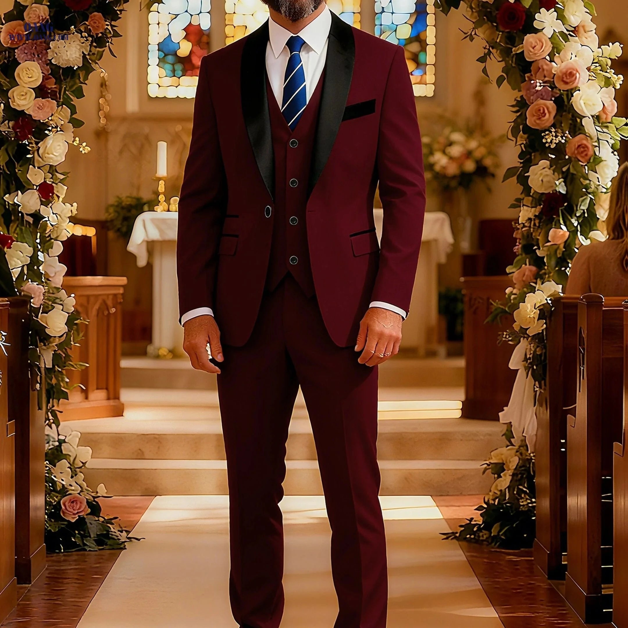 Stylish Men's Three-Piece Suit - Blazer, Vest & Trousers Set   OAXG 