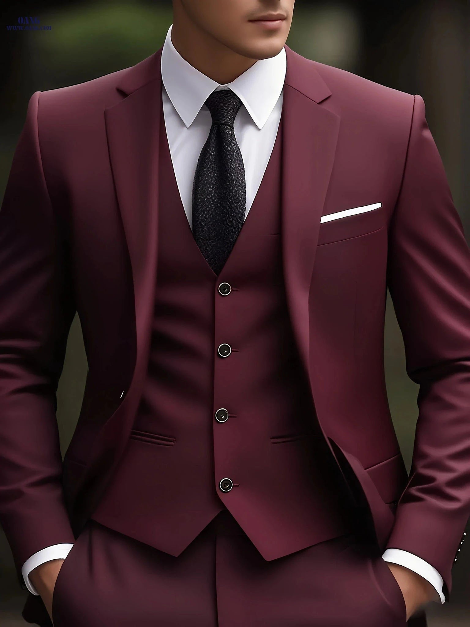Stylish Men’s Three-Piece Suit - Blazer, Vest & Trousers Set   OAXG 