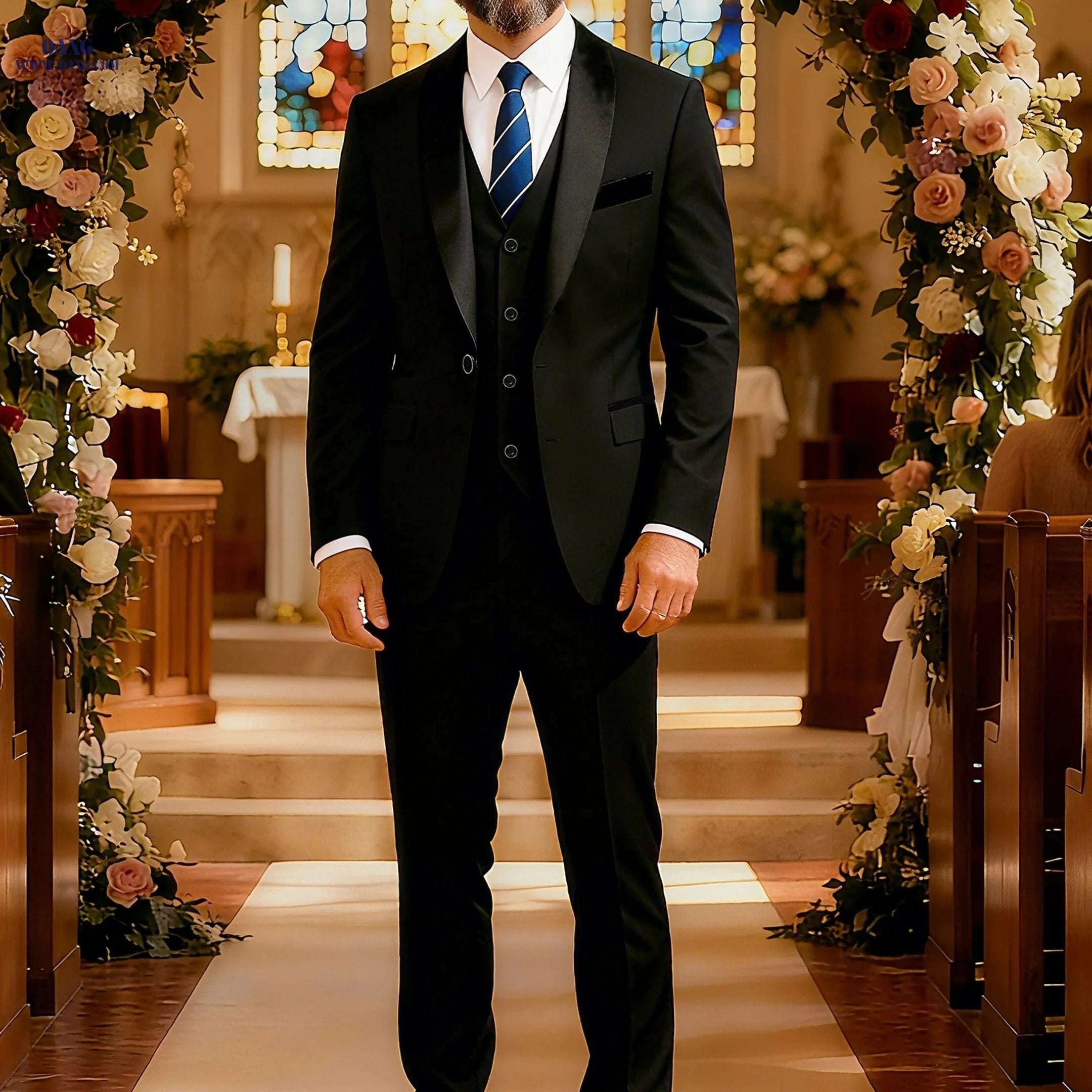 Stylish Men's Three-Piece Suit - Blazer, Vest & Trousers Set   OAXG 