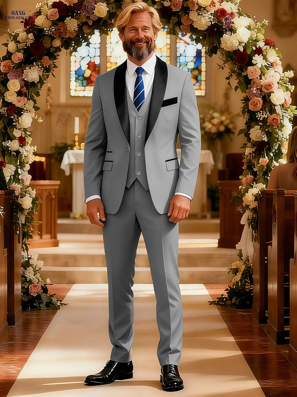 Stylish Men's Three-Piece Suit - Blazer, Vest & Trousers Set   OAXG 