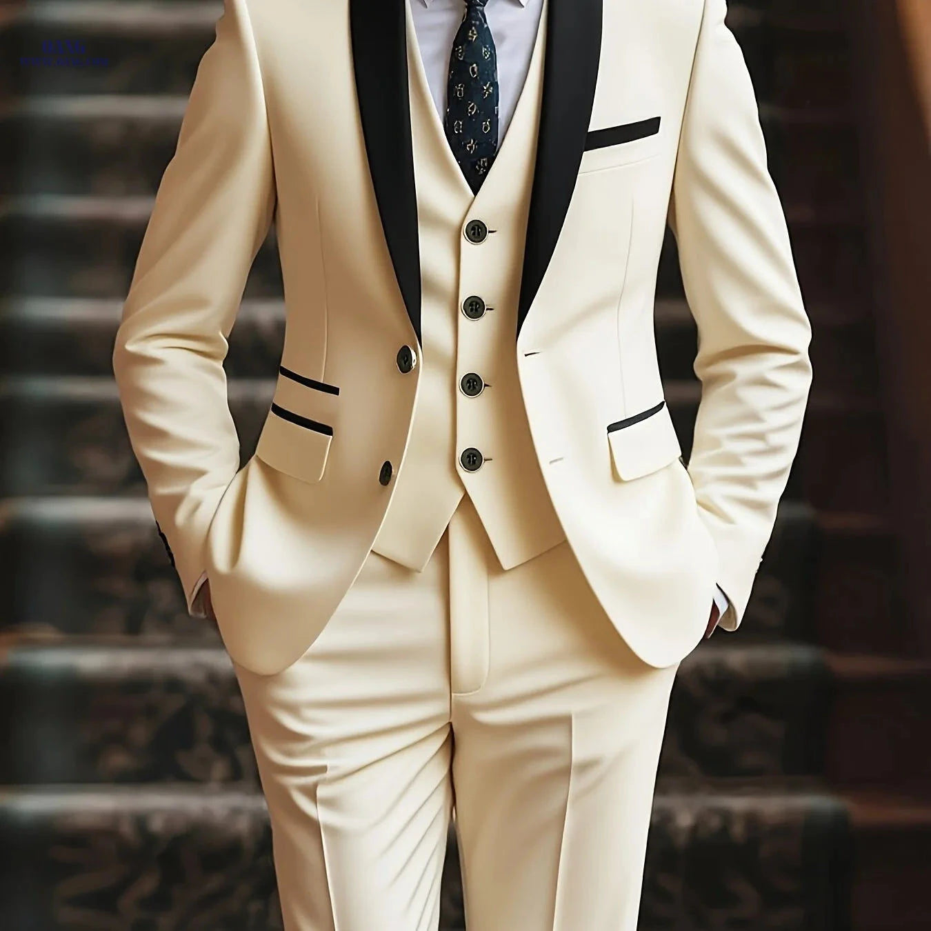 Stylish Men’s Three-Piece Suit - Blazer, Vest & Trousers Set   OAXG 
