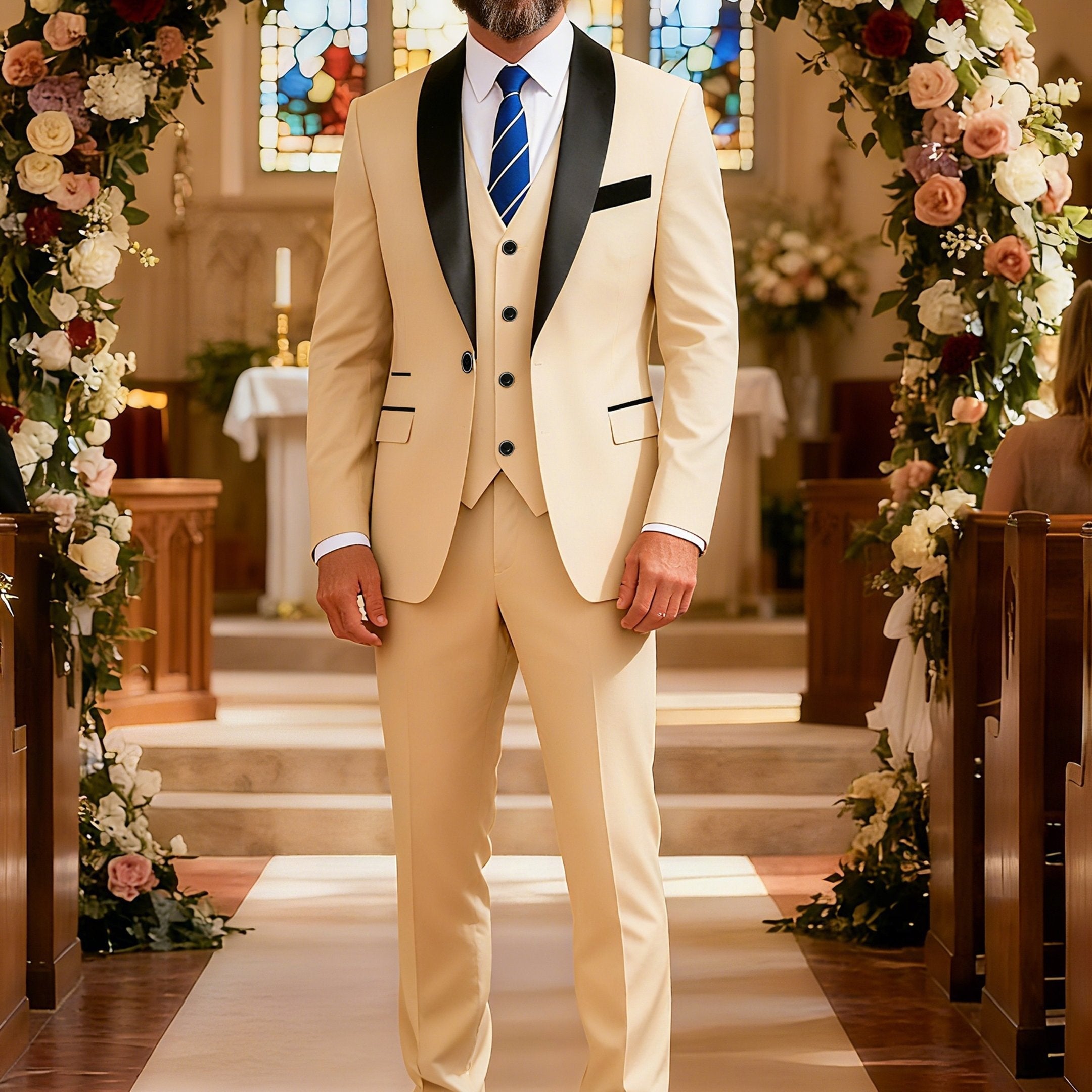 Stylish Men's Three-Piece Suit - Blazer, Vest & Trousers Set   OAXG 
