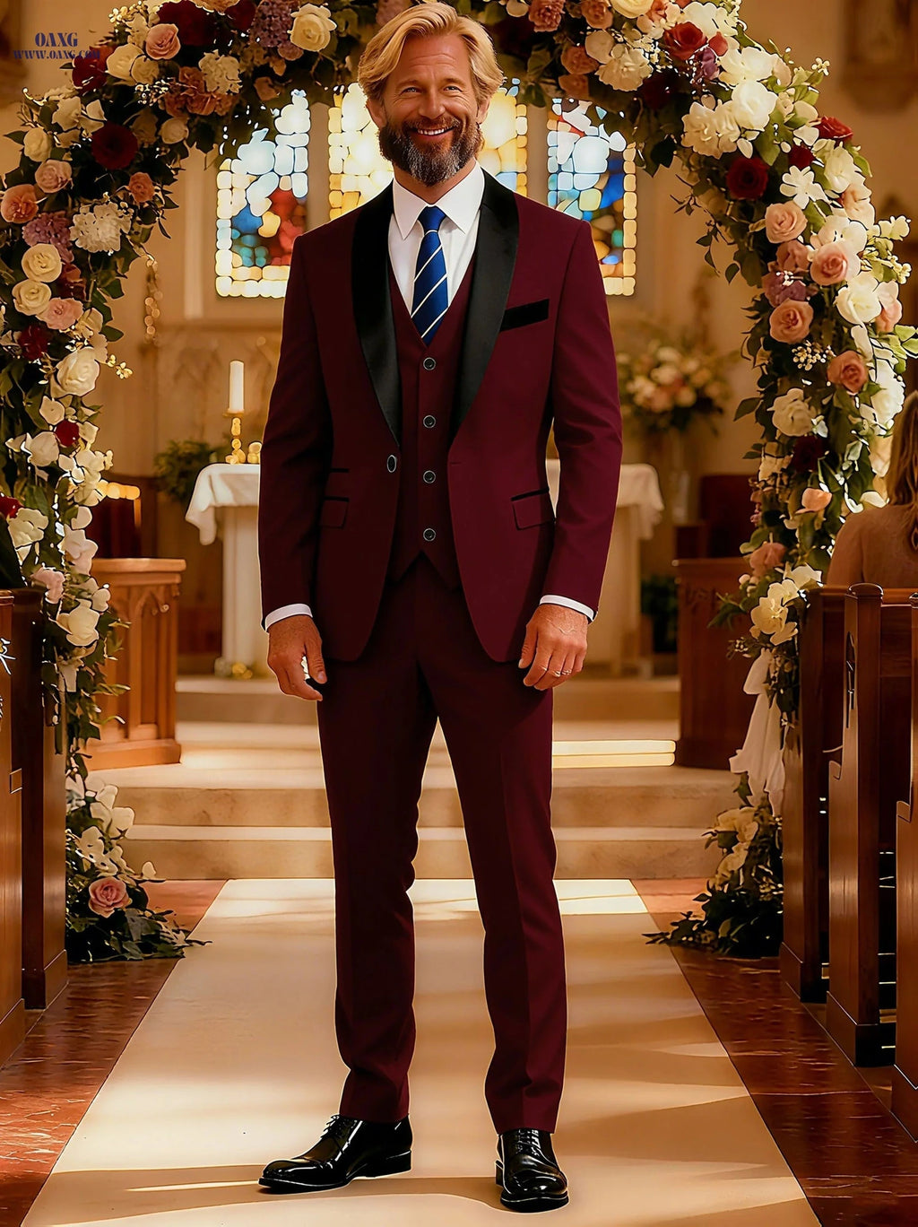 Stylish Men's Three-Piece Suit - Blazer, Vest & Trousers Set   OAXG 