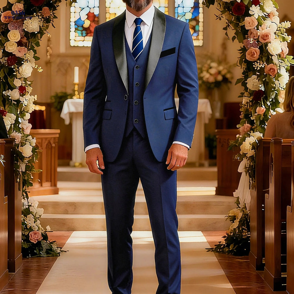 Stylish Men's Three-Piece Suit - Blazer, Vest & Trousers Set   OAXG 
